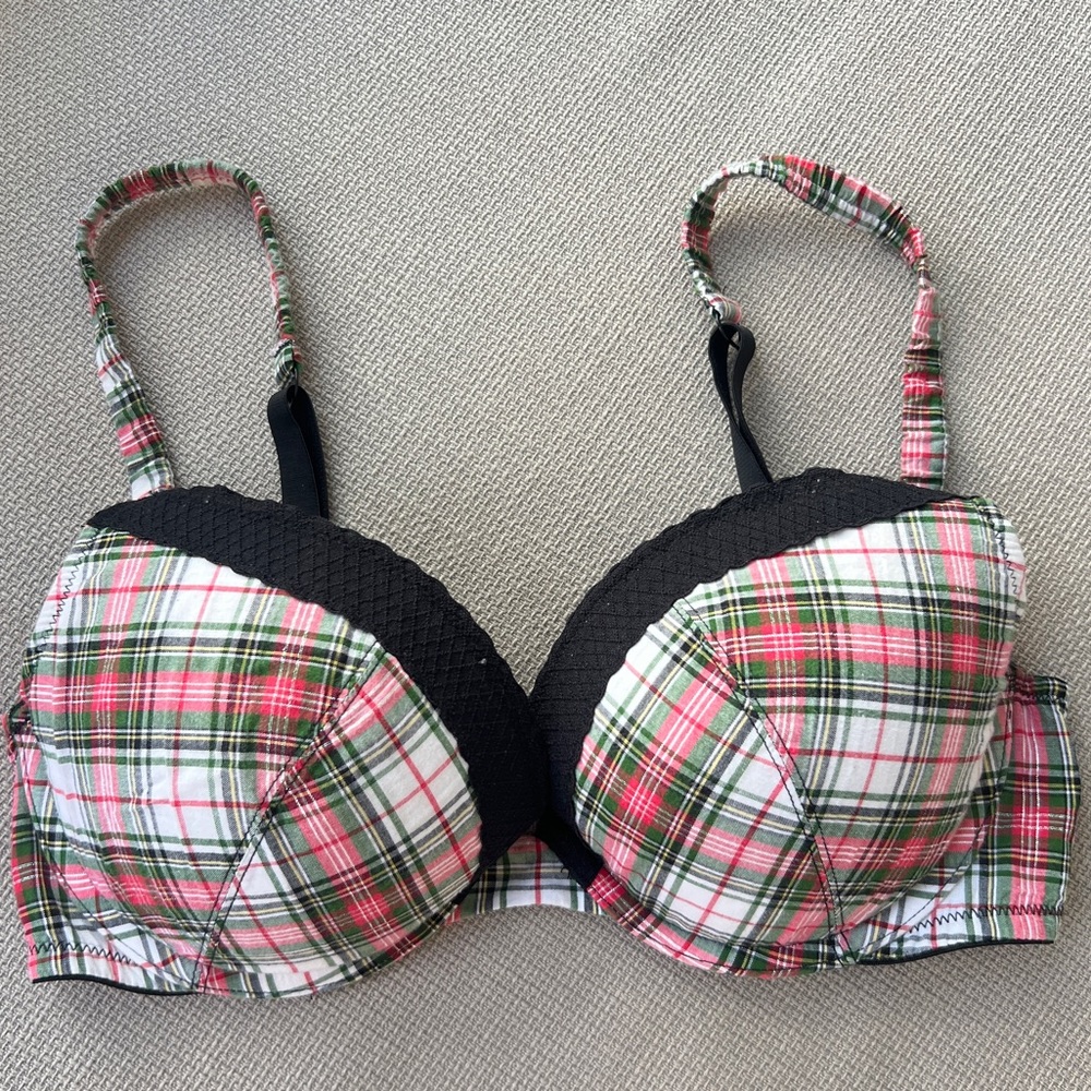 Victoria's Secret Plaid Bra with Black Accents